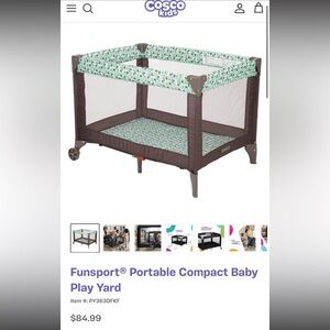 Cosco Kids FunSport Portable Baby Play Yard - Brown and Blue